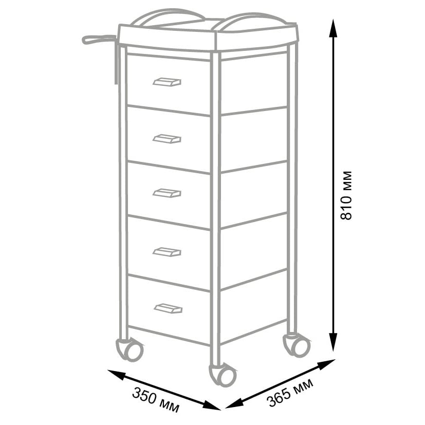Тележка парикмахерская Глорис-03, цветные ящики