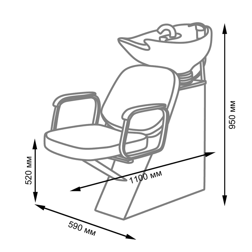 Парикмахерская мойка ЕЛЕНА с креслом БРИЗ с пластиковой глубокой раковиной