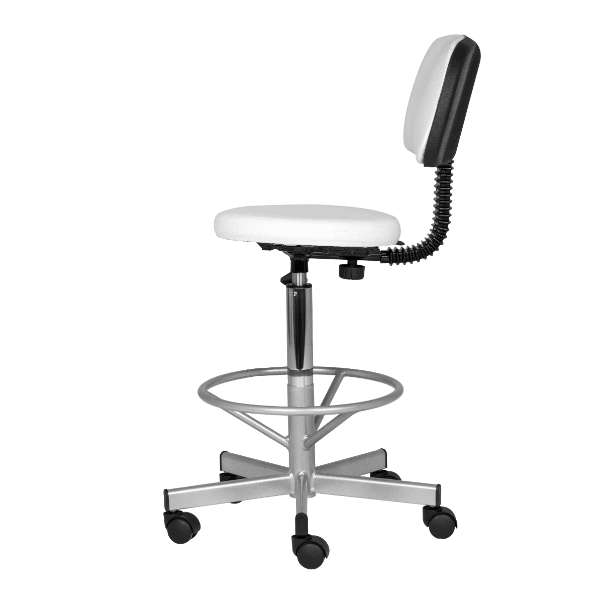 Стул мастера АСТЕК высокий хром с опорой для ног и спинкой