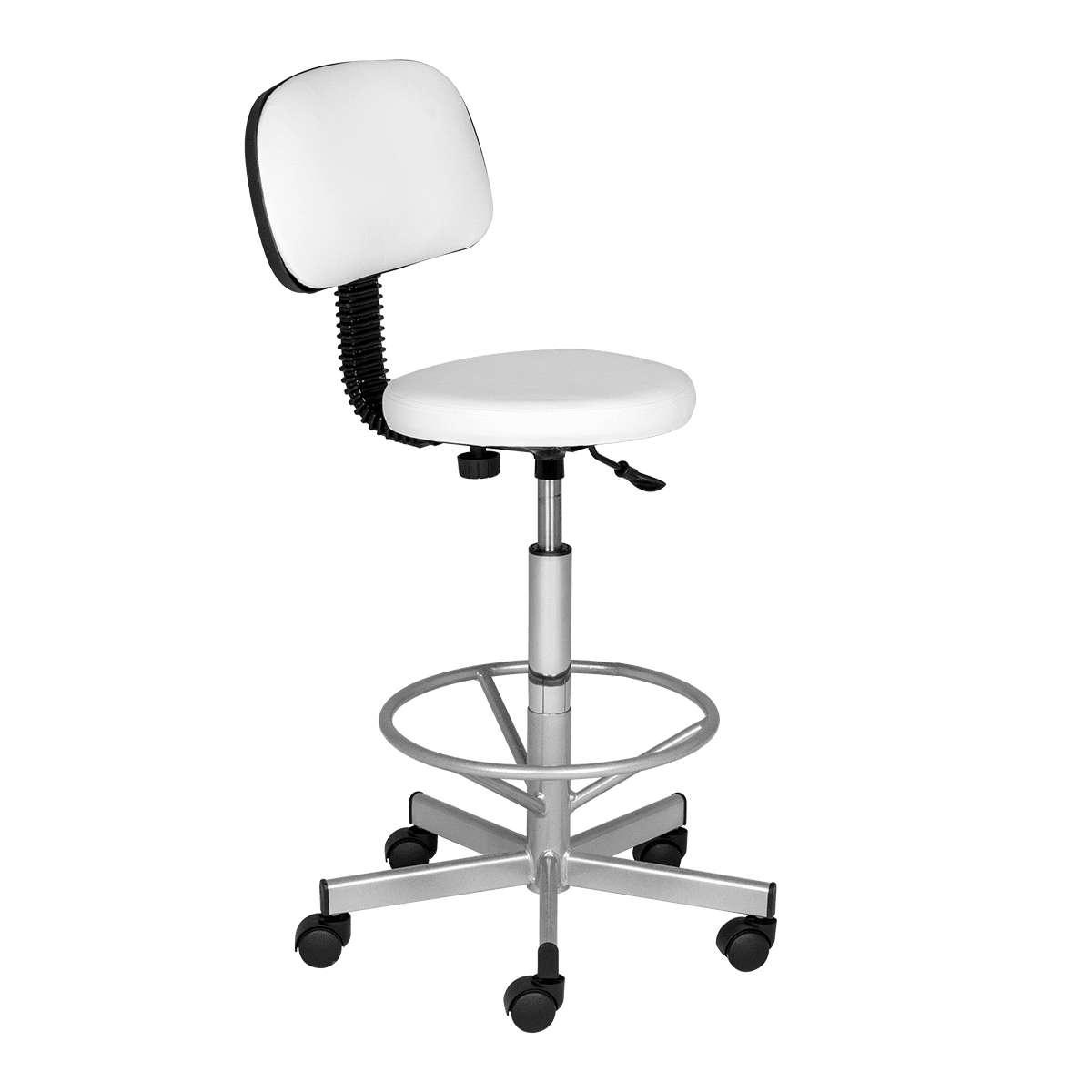 Стул мастера АСТЕК высокий хром с опорой для ног и спинкой