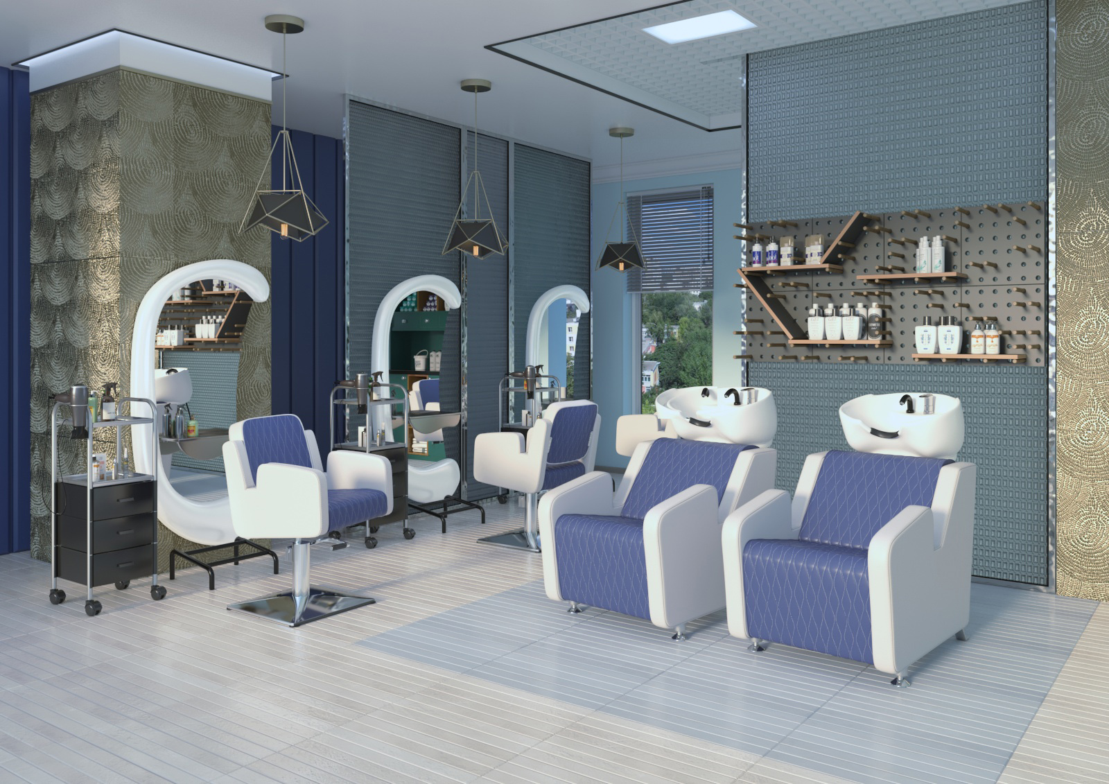 Тележка парикмахерская Глорис-09 цветные ящики